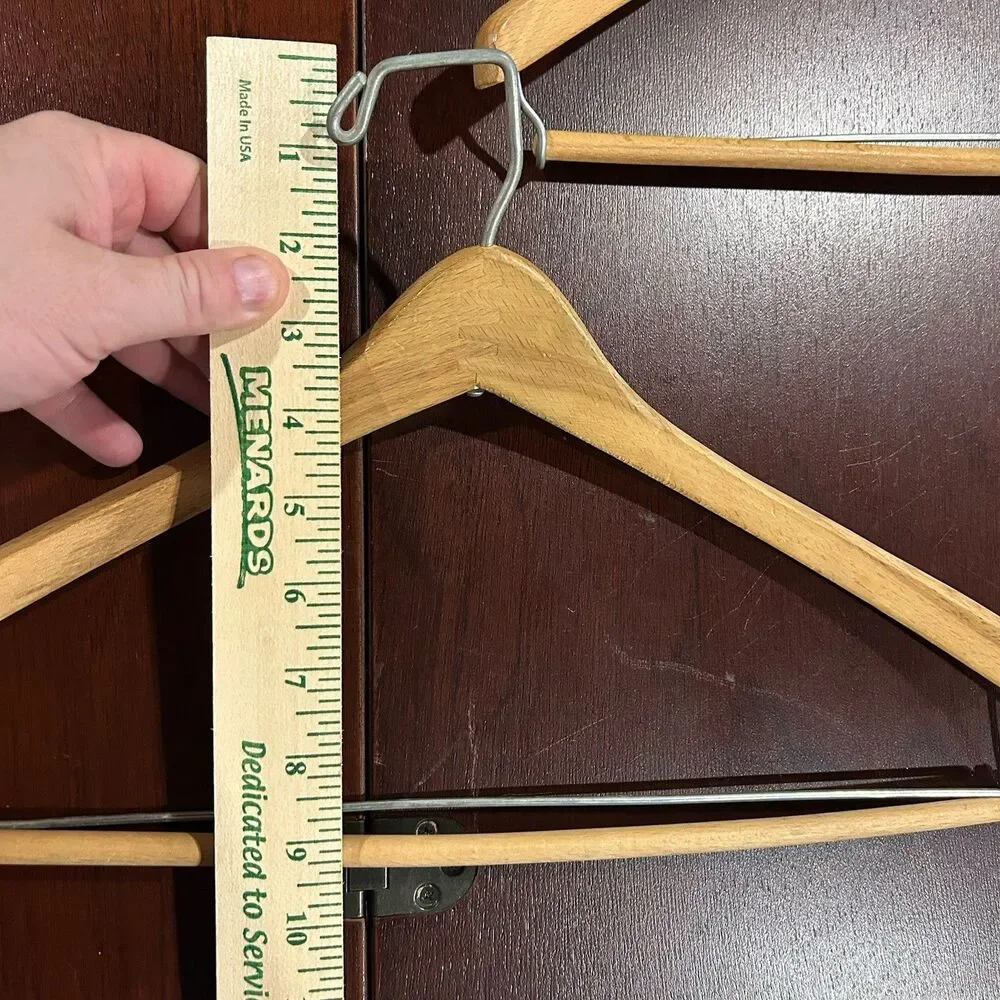 Lot 7 Wooden Suit Hangers Mixed Brands Wood Bar Metal Supports Adult Size